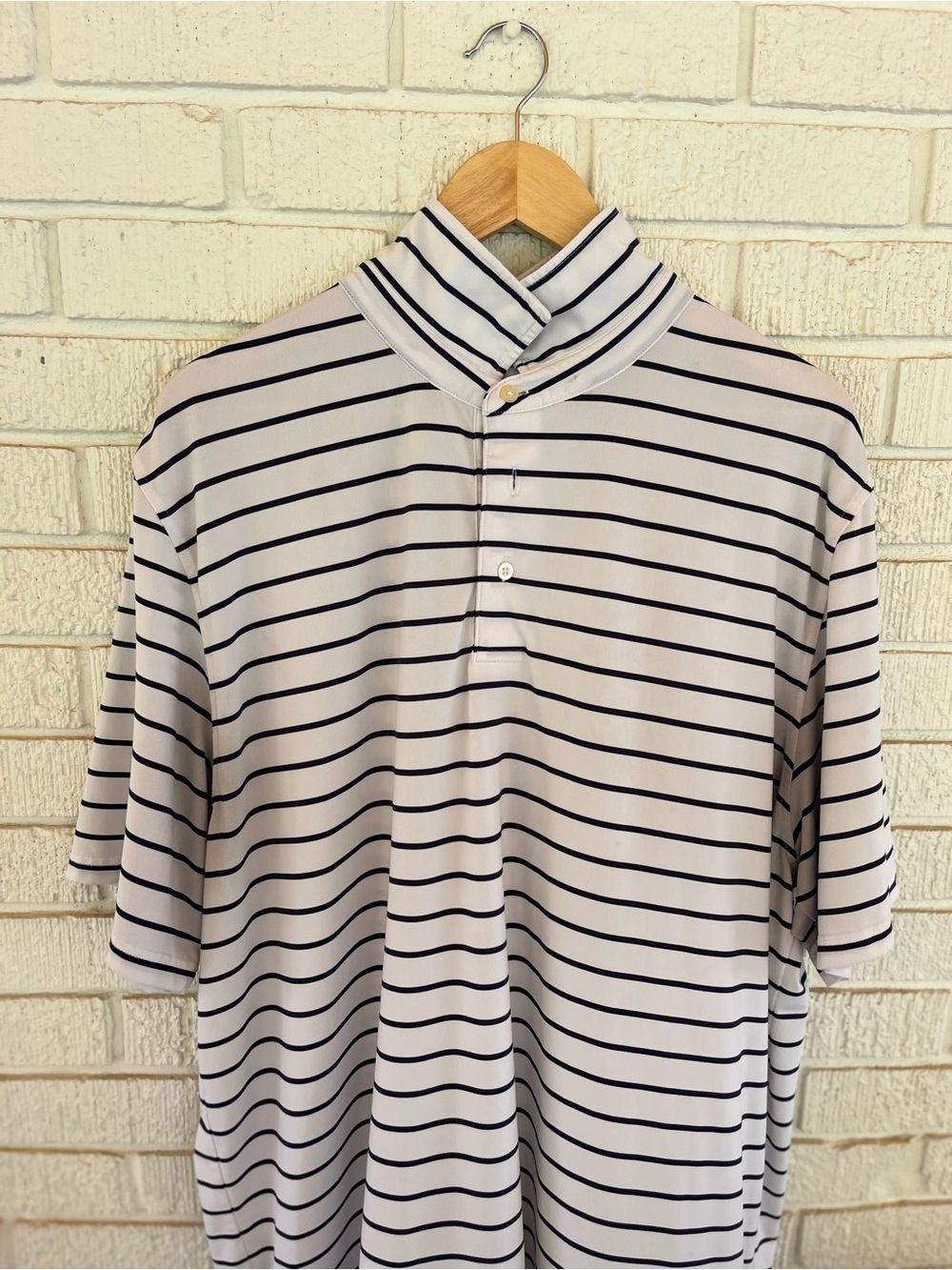 Southern Tide White Polo with Black Stripes